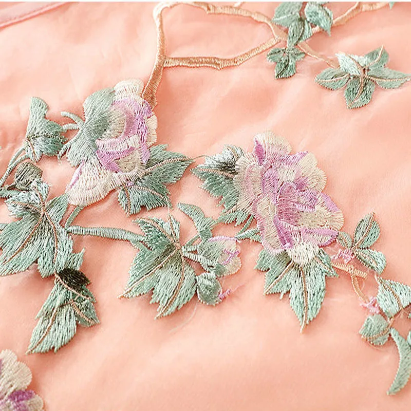 Cheongsam Women's Plus Size Hanfu Tops New Chiffon Embroidery Splicing Chinese Style Retro Tang Costume Qipao Shirts Woman