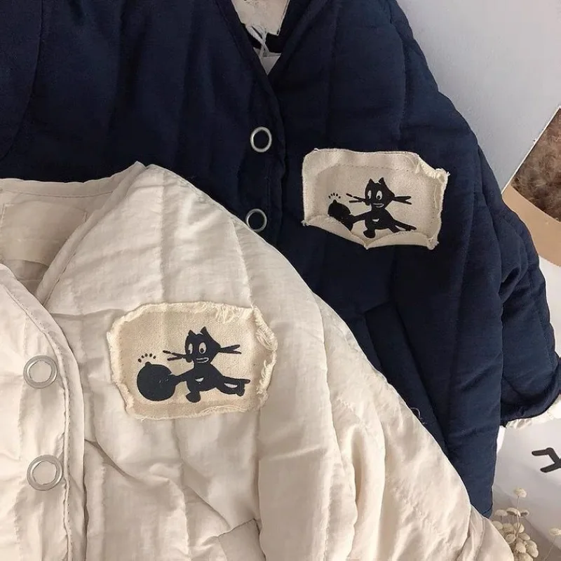 Korean Baby Winter Thin Light Single breasted Clothes Outerwear Boys Girls Autumn Jacket Fashion Children Padded Top Clothing