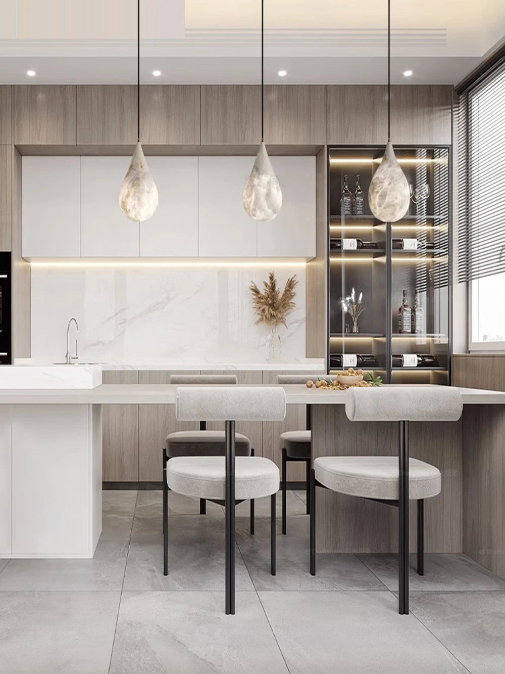 Moderne Stein Pendelleuchte Luxus Weiß Marmor Pendelleuchte Für Wohnzimmer Flur Kunst LED Esszimmer Hängeleuchte – Detail 18