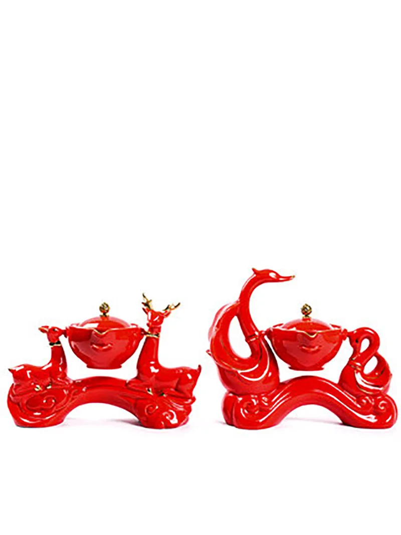 Automatic Kung Fu Tea Set, Traditional Chinese Red Tea Set, Semi-automatic Office Tea Set, Lazy Ceramic Teapot, Creative Cup,