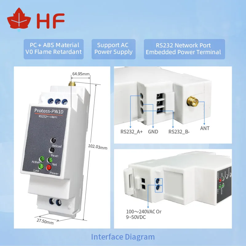 

High Flying Industrial Computer & Access Wireless Rail Mounting DTU RS232 to WIFI Serial Server Data Collector Protoss-PW10