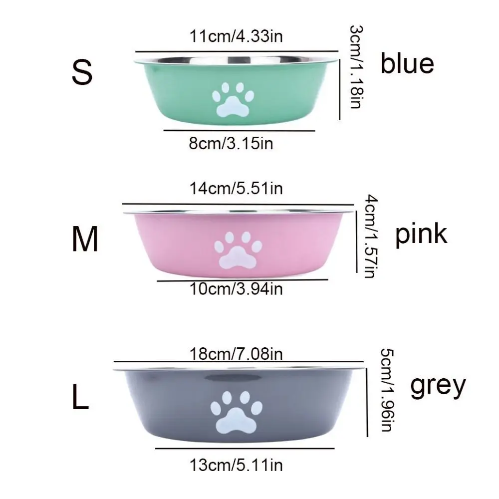 Large Capacity Stainless Steel Dog Bowl Non-slip Bilayer Dog Water Bowl Pet Feeders Cat Paw Pattern Cat Feeding Bowl Home 3