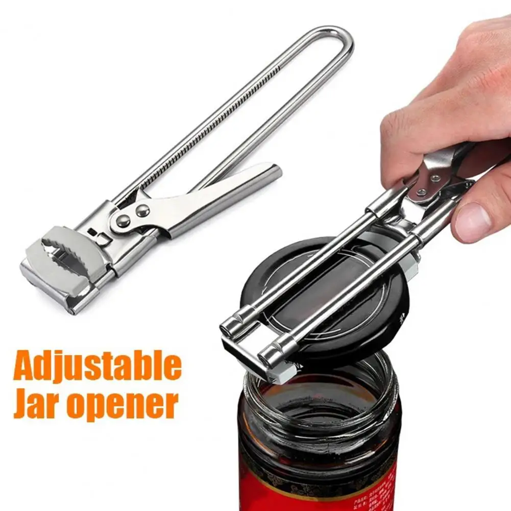 Stainless Steel Can Opener Kitchen Jar Lid Easy Bottle Remover Tool  Adjustable