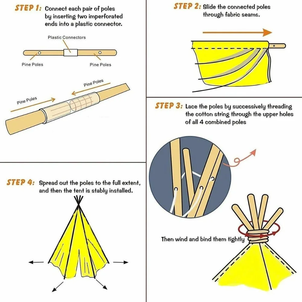 1.35/1.6m Play House Wigwam for Children Tent For Kid   Kids Teepee Tent Foldable Tent Washable Teepee Tent for Kids 6