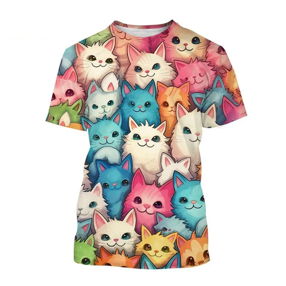 

Kids Clothes Child Girl Short Sleeve Japanese Cartoon Cat Harajuku Tees Children T-Shirt Girls' Clothing Fashion Top 2023 Summer