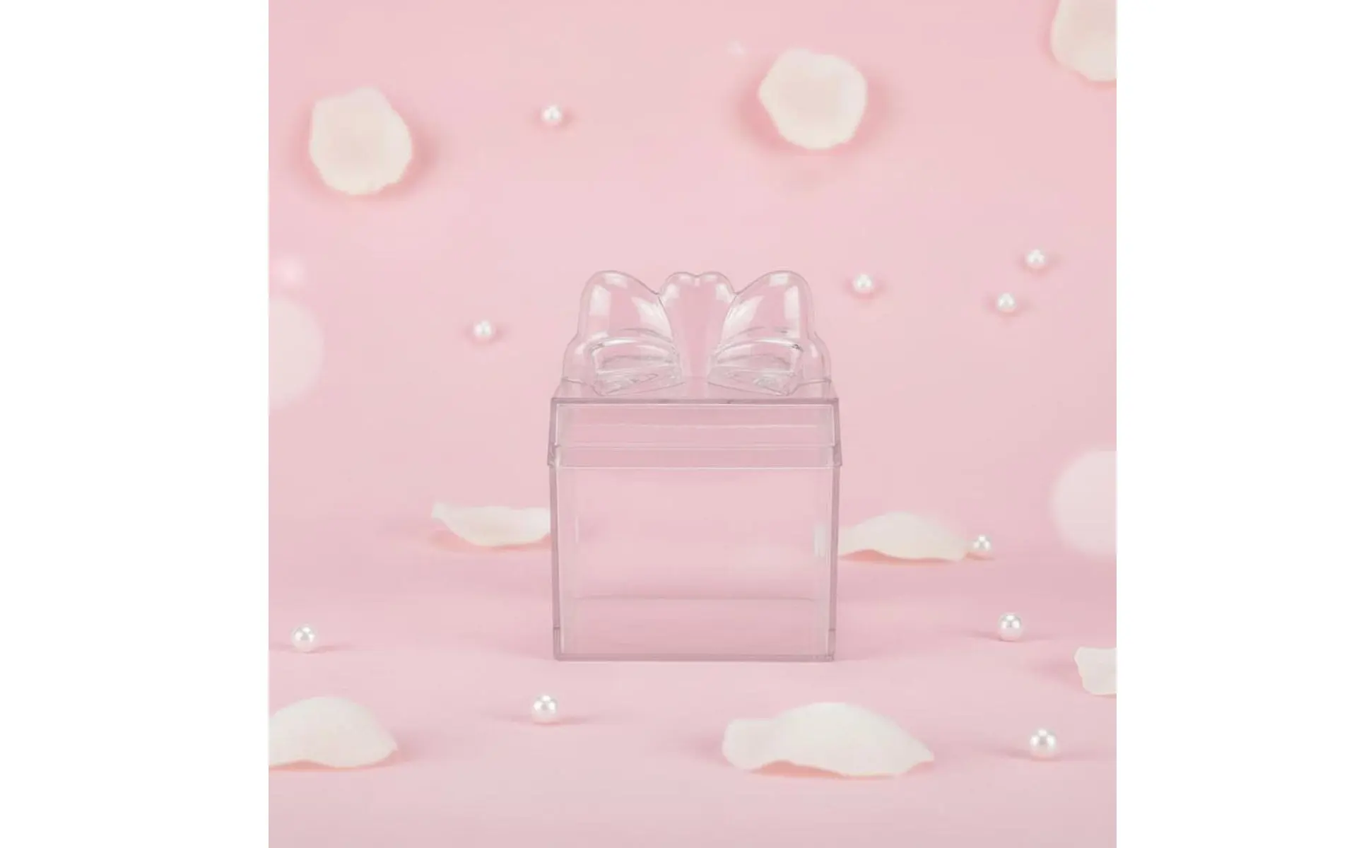 Clear Plastic Candy Box with Ribbon Multipurpose Transparent Candy Box Mini Cube Container Food Grade Small Item Storage