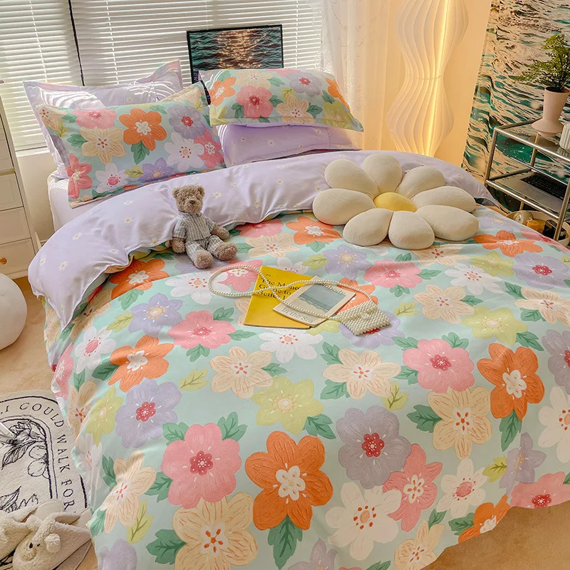 

HOT floral3-4PCs bedroom set queen home textile twin duvet cover bedding set with fitted sheet comfortable king size bedding set