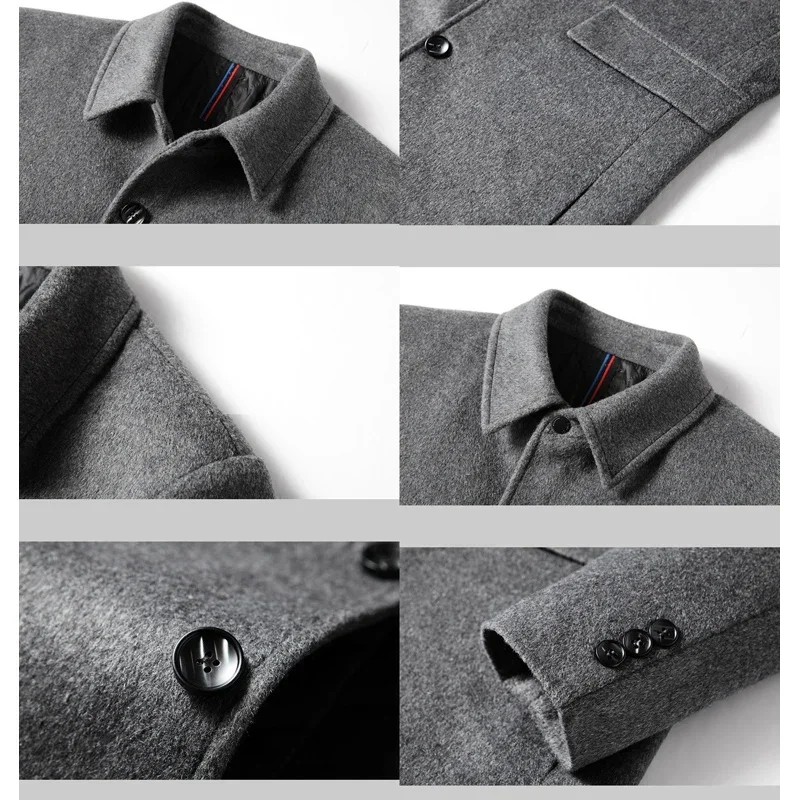 Winter Woolen Coat Men Solid Turn-Down Collar Trench Coats Mens Overcoat Long Jacket Gabardina Hombre trench coat casual men jacket outdoor jackets