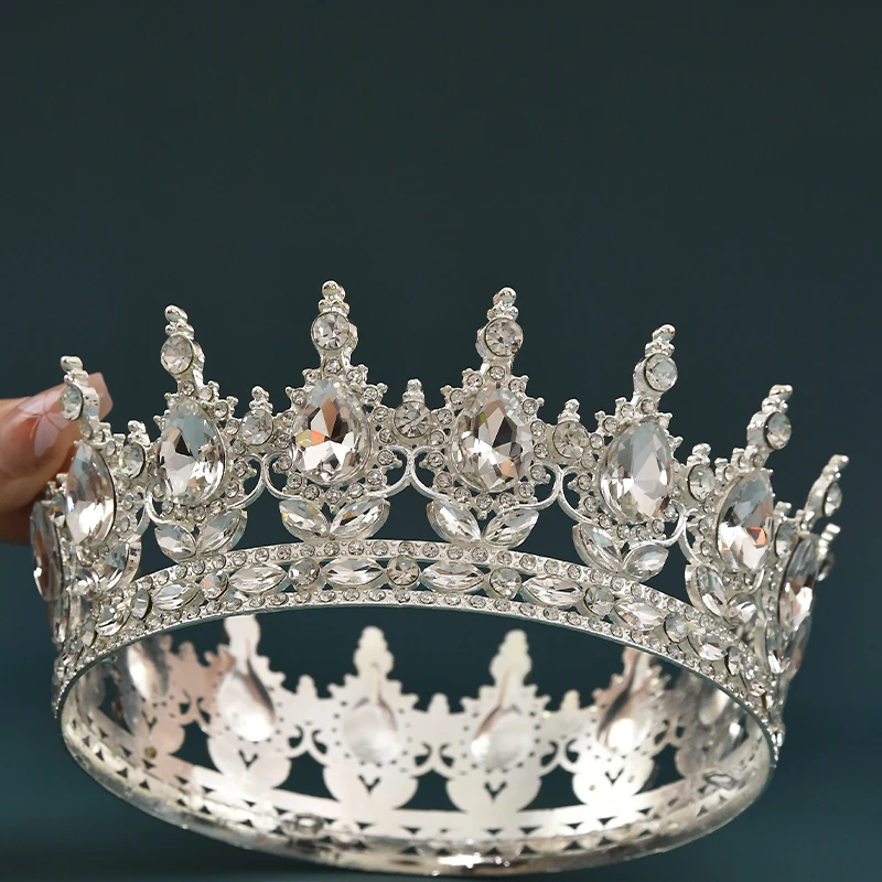 European Princess Queen Round Crystal Crowns Tiara Bridal Wedding Party Hair Accessories hair accessory hair headdress bridal headwear hair band crown