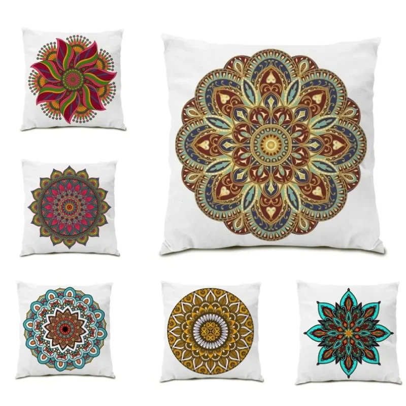 

Boho Cushion Cover Mandala Flower Reversible Children's Room Luxury Custom Printed Pop Vintage Pillowcase Sofa Decor F1486