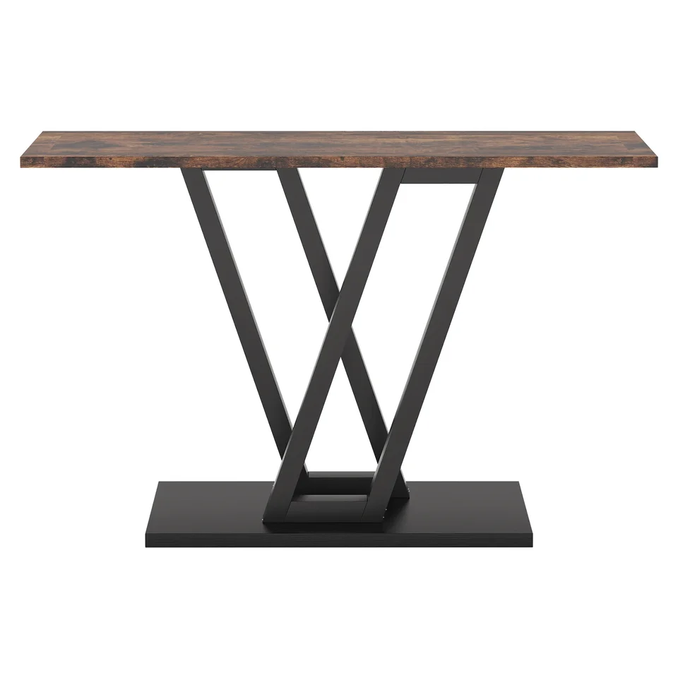 Industrial Entryway Console Table with V Metal Legs