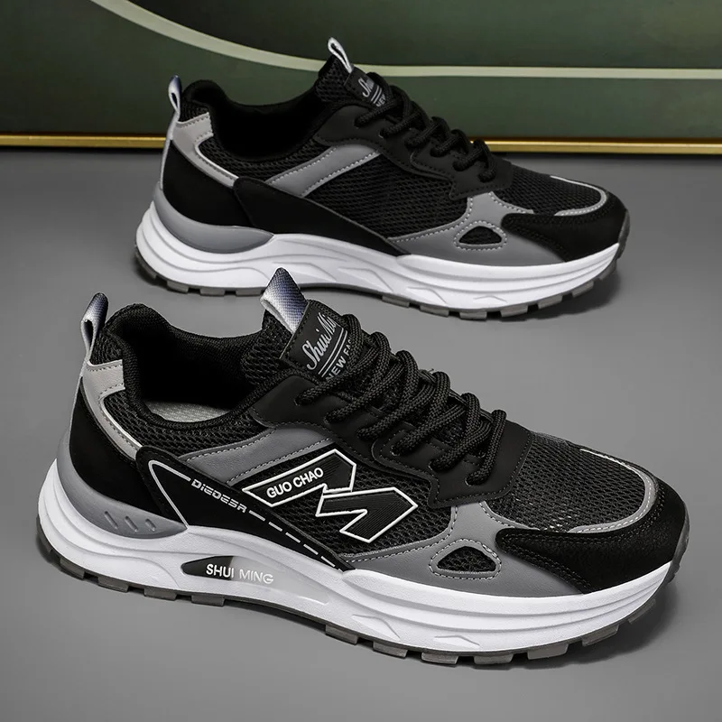 Men's Sport Shoes Breathable Soft Bottom Casual Sneakers Spring Autumn New Style Mesh Upper Dad Shoes Student Versatile Shoes