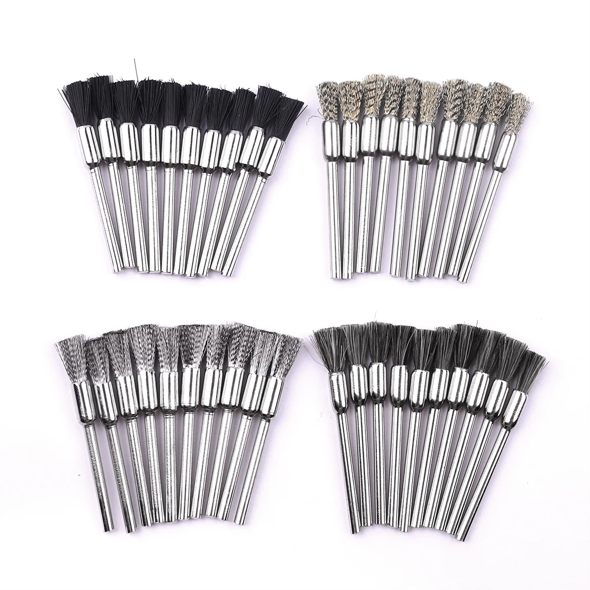 Wire Wheel Brush Set 10pcs Brass Polishing Dremel Brushes 3mm Shank for Power Die Grinder Rotary Electric Abrasive Tool wire brush wire brush set