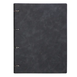 Deluxe A4 Refillable Leather Notebook with Thick Paper for Business & College, Vegan & Multi - Color (Black)