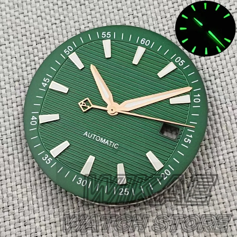 Wave Texture 33mm Watch Dial with Green Luminous Date Hands - Premium Watch Accessory
