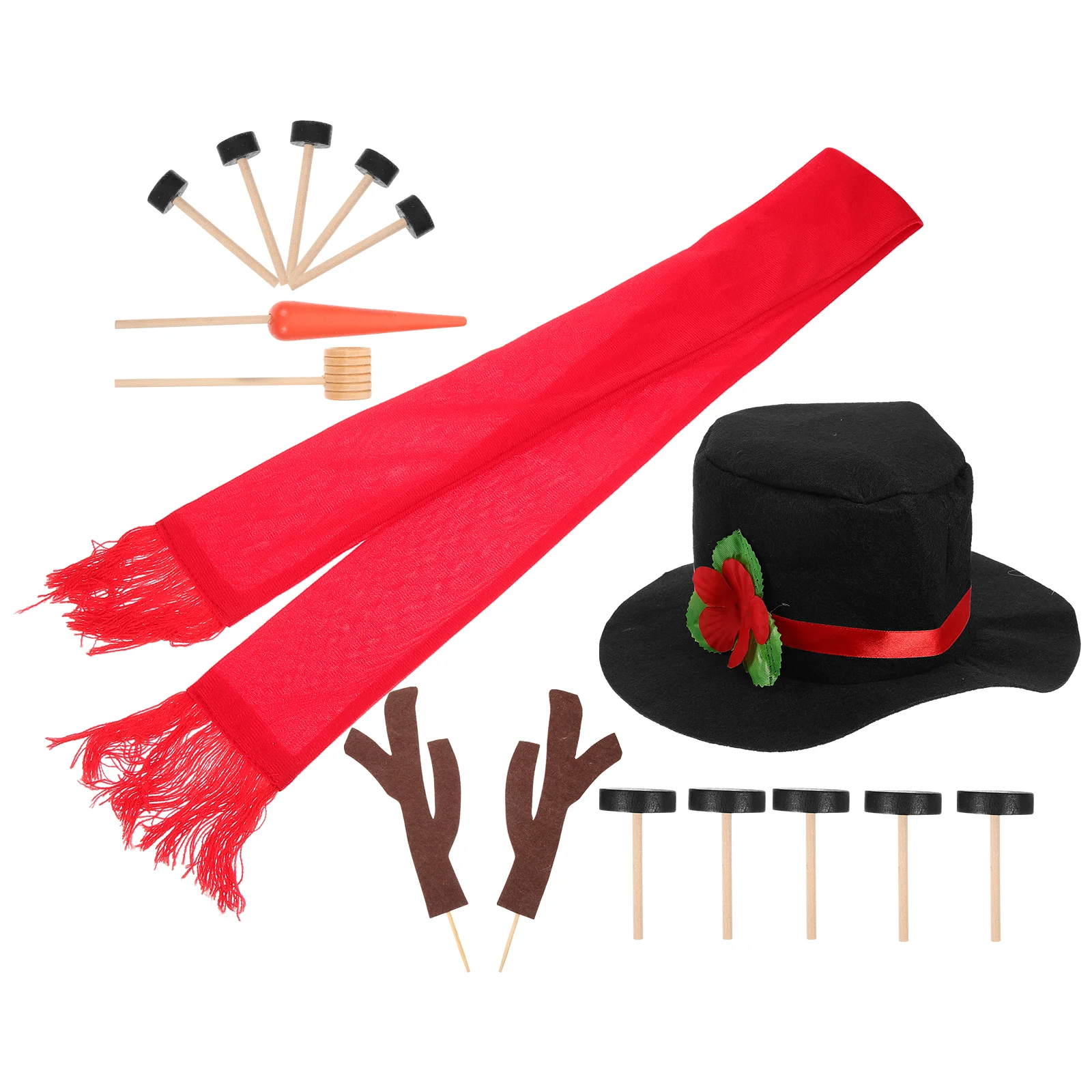 

16 Pcs Christmas Decorationstree Snowman Dressing Kit for Kids Winter Embellishments Wooden Decorating