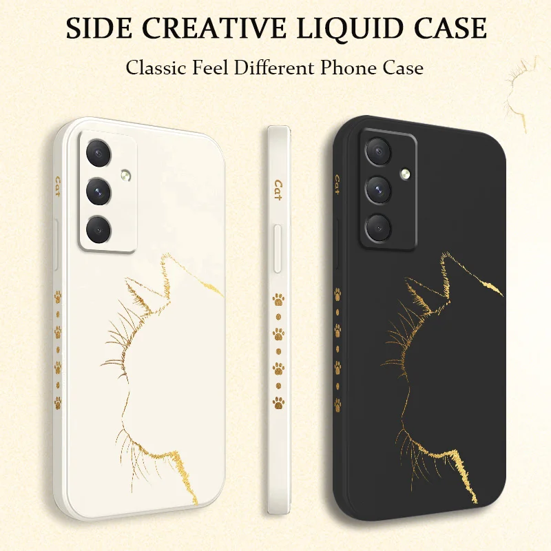 Elegant Black Gold Cat Silicone Phone Case Cover