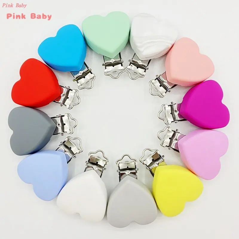 Heart Shape Silicone Pacifier Clips Leaves Mouse Silicone Clip Nursing Safe Baby Toys Accessories DIY Pacifier Chain Clamps 4pcs