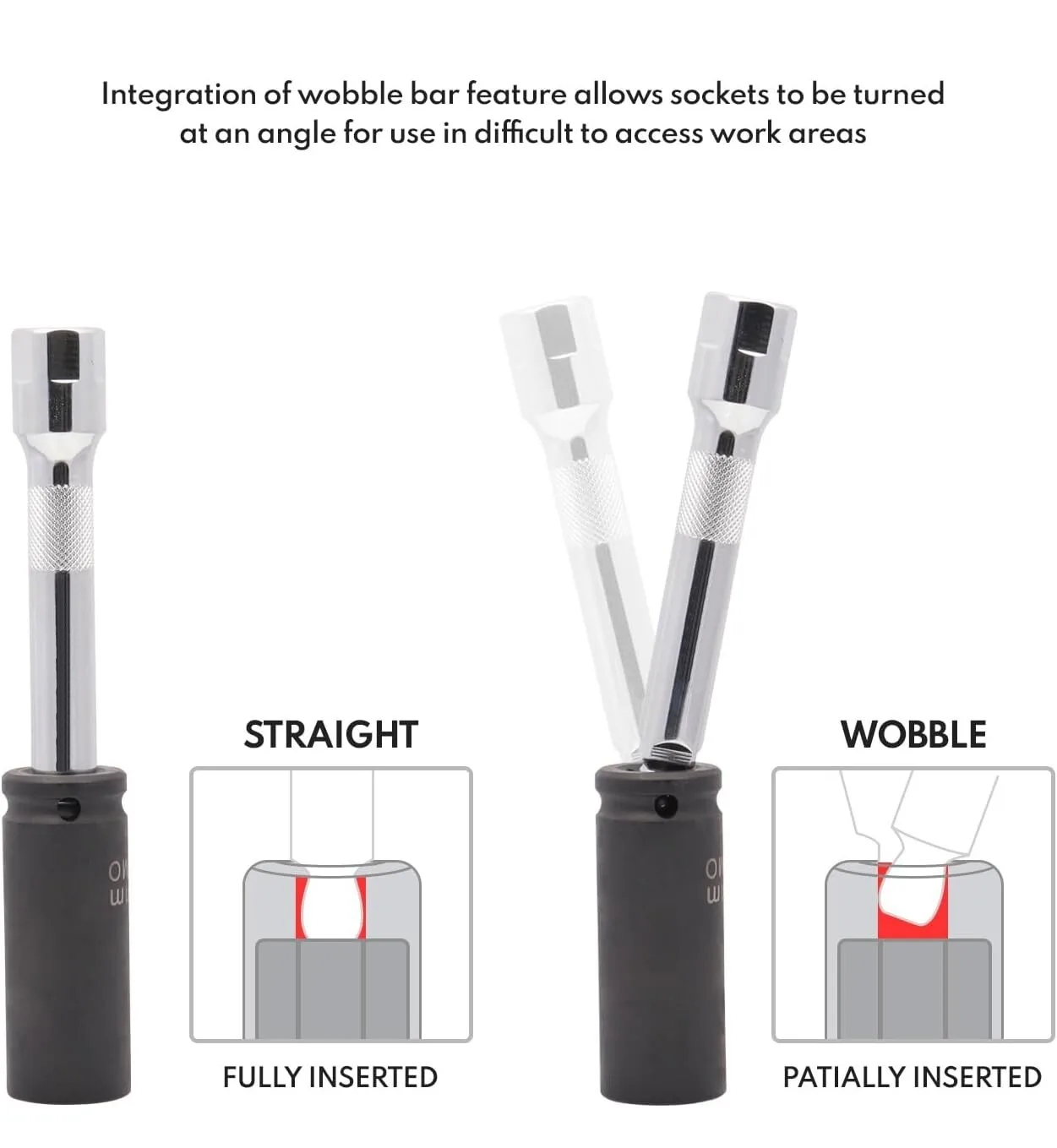 Wobble Extension Set, 9 PCS 1/4 3/8 1/2, Ratchet Extension Set, Socket Adapter - 5