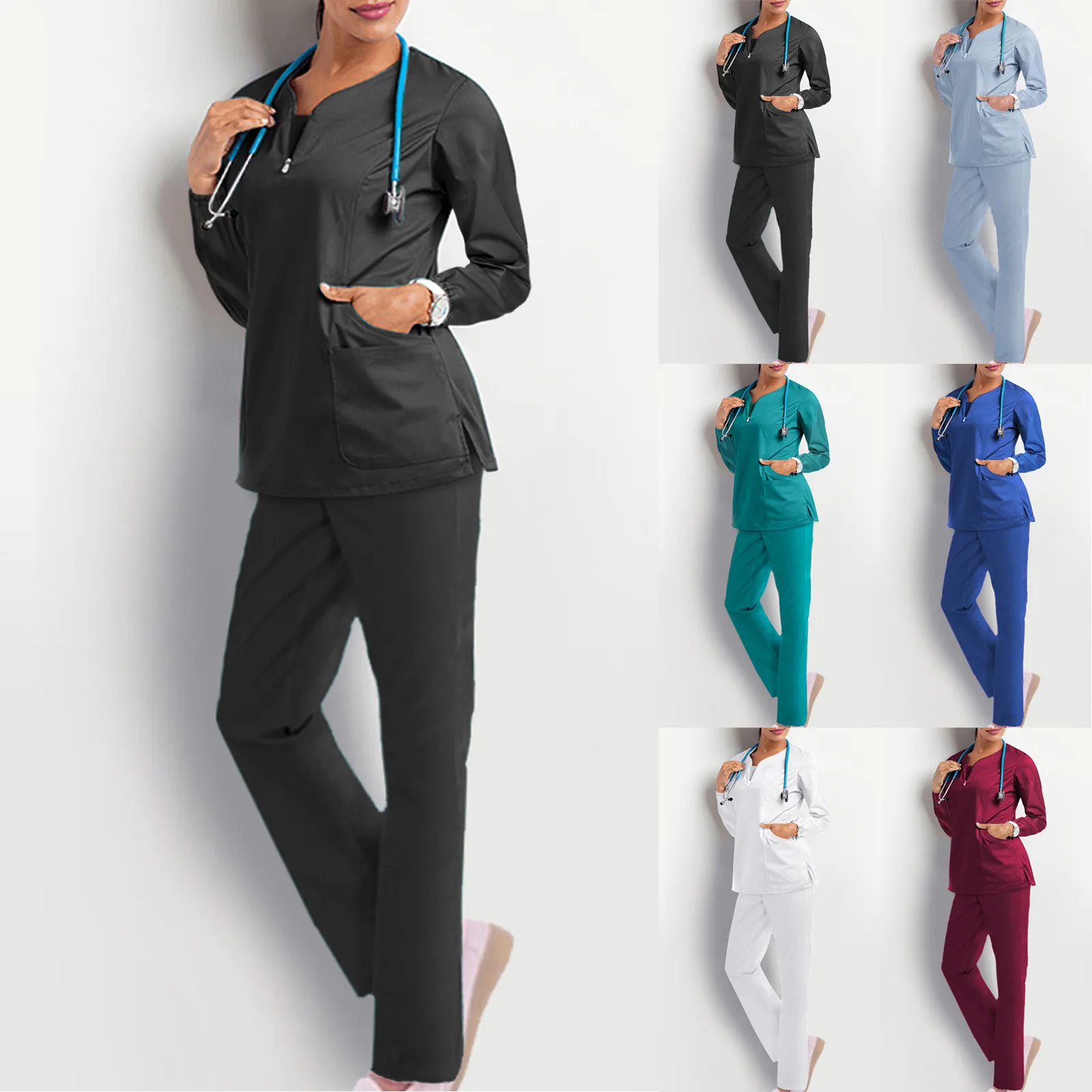 

Medical Scrubs set for Women Doctor Medical Uniforms Beauty Salon Pharmacy Workwear Clothes Hospital Dental Clinic Pet Overalls