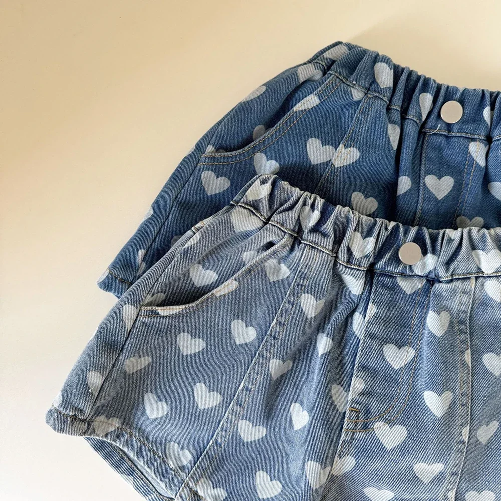 Girls Denim Shorts Elastic Waist Summer