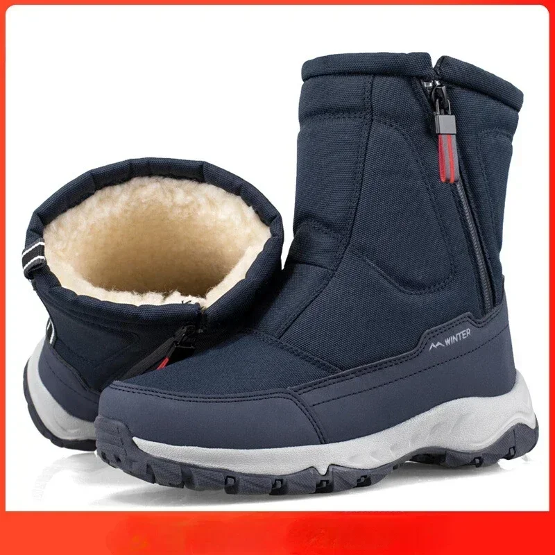 Heren Winter Warme Pluizige Sneeuwlaarzen Lichtgewicht Antislip Faux Fur Voering Enkellaarsjes Schoenen voor Heren Casual PU Leer Comfortabele Wandeling Korte Laarzen kopen vanaf een prijs van 25