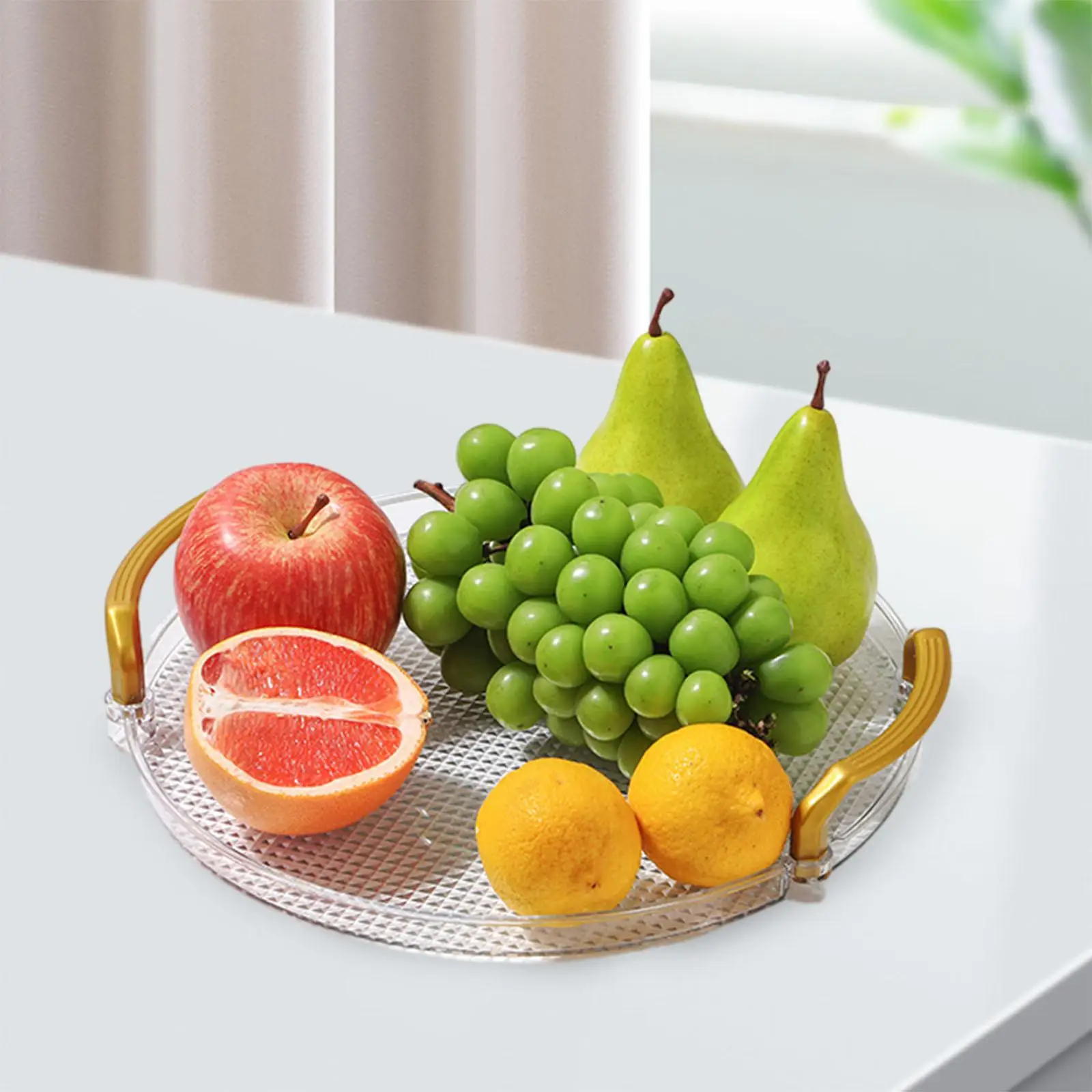 Decorative Tray Modern Elegant Breakfast Fruit Bowl Snack Plate Dish for Living Room Bathroom Entertaining Restaurant Office