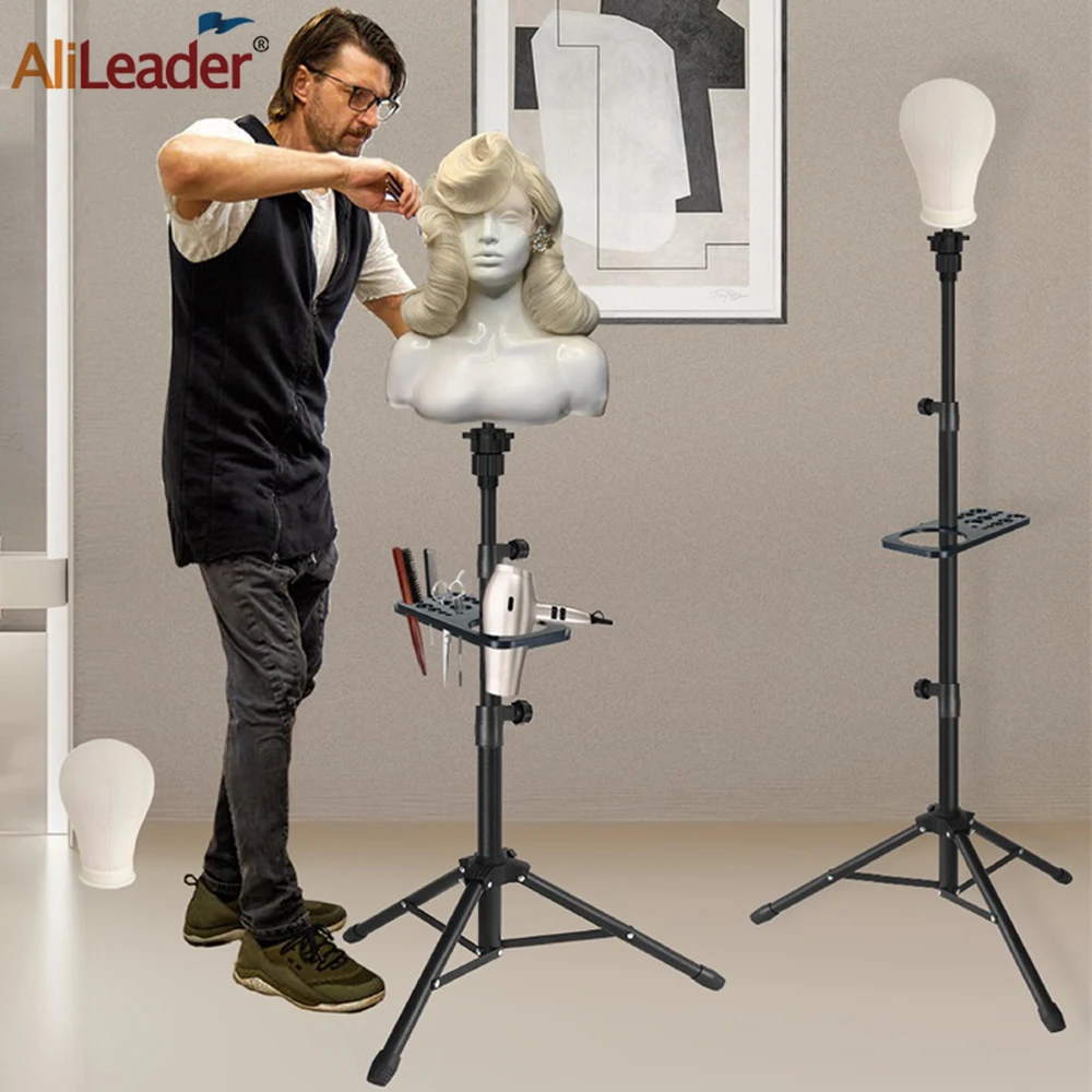 Alileader Wig Stand With Wig Head Tripod Stand With Tray Canvas