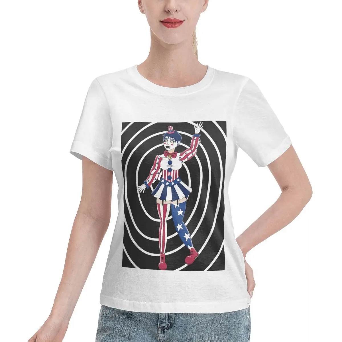 Футболка с коротким рукавом и круглым вырезом, в винтажном стиле Футболка с коротким рукавом и круглым вырезом, в винтажном стиле