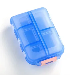 Compact 10 - Grid Weekly Travel Pill Organizer - Portable Pocket Medication Holder (Blue)