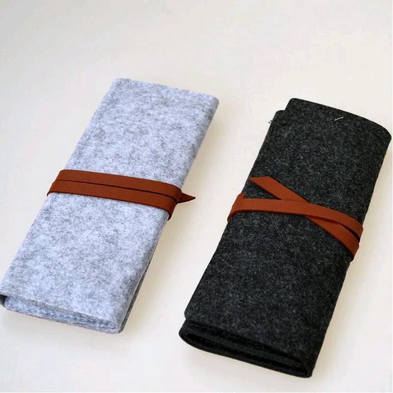 검은 색 대용량 학교 케이스 펠트 연필 가방 편지지 홀더 만년필 케이스 간단한 스타일 학생 지퍼 연필 주머니