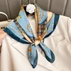 Luxury Brand Silk Square Plaid Scarf Women Satin Neck Hair Tie Band Soft Work Neckerchife 2021 NEW Hijab Head Female Foulard 1
