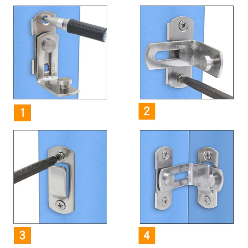 Stainless Steel Right Angle Locking Latch Sliding Barn Door Lock Doors Windows Safety Security Home Anti-Theft Guard