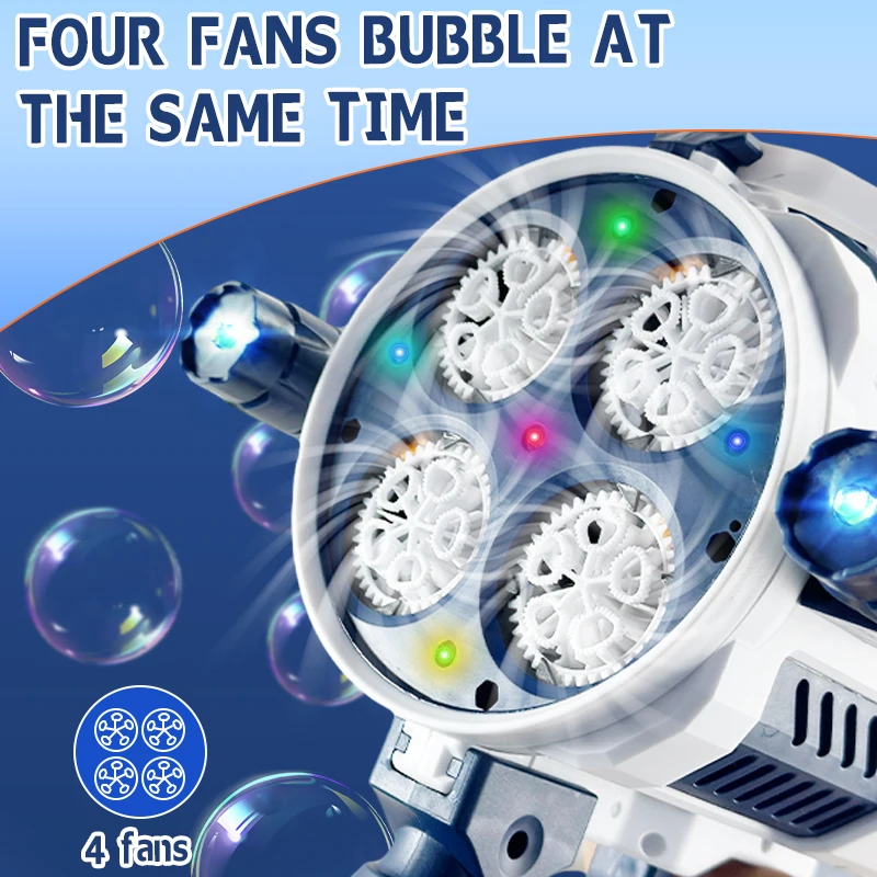 Rechargable Automatic Bubble Machine Gun, No Dip Automatic Bubble Machine With Colorful Lights, 10000+ Bubbles, Suitable For Chi 4