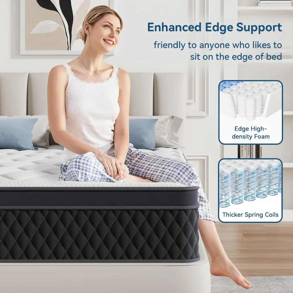12 Inch Memory Foam Hybrid Mattress with Individually Pocketed Springs, Mattress in a Box 5