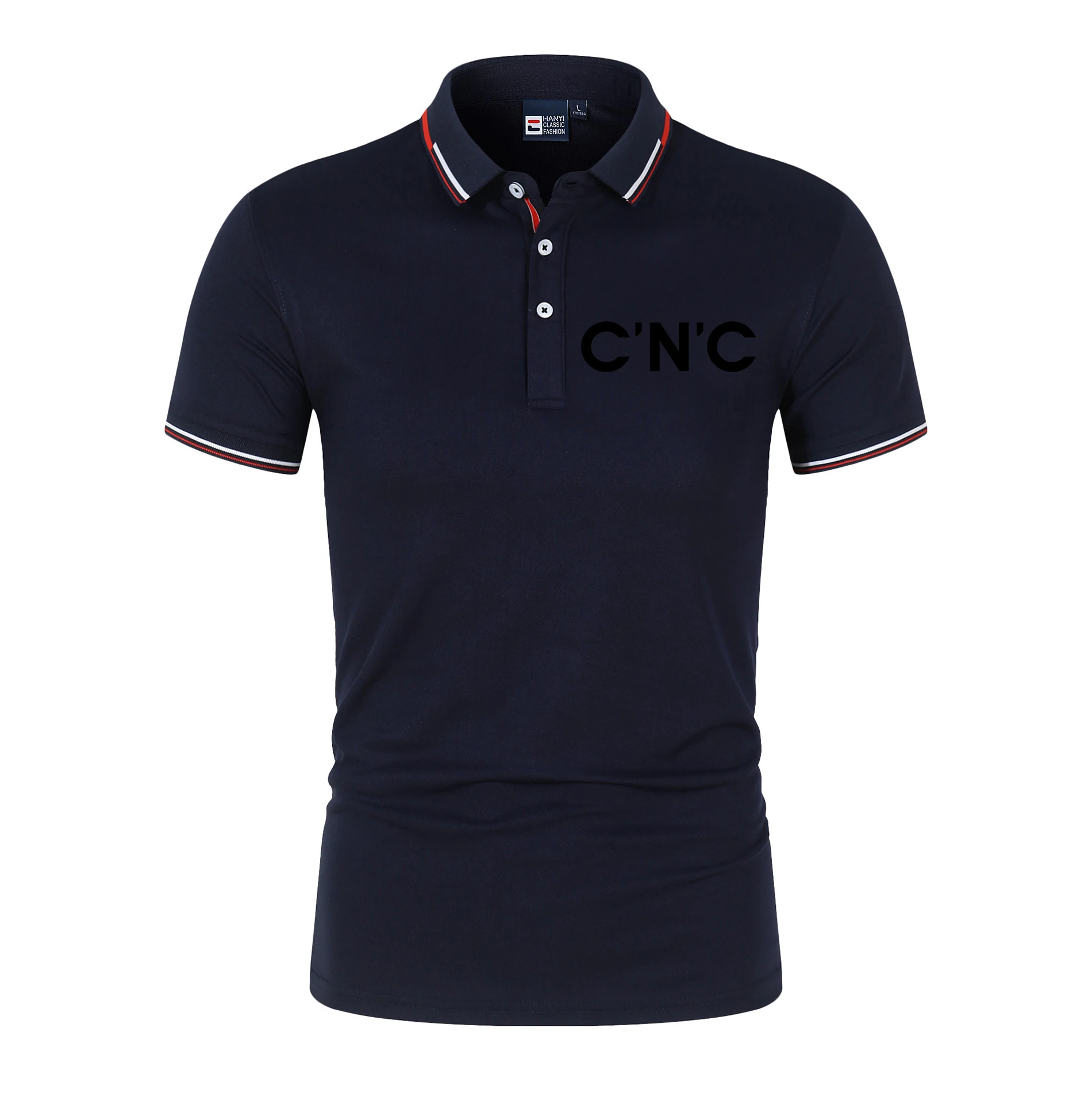 CNC-Ny vår- och sommartidvattenspikétröja för män Business Casual T-shirt med lapelslag män_voghion.com