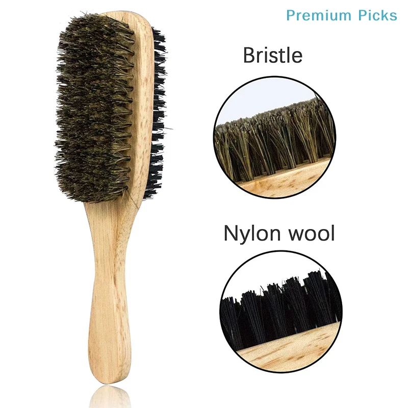 Pennello da barba portatile in setole di cinghiale ecologico per uomo, spazzola naturale per la pulizia del viso e dei baffi. - immagine 3