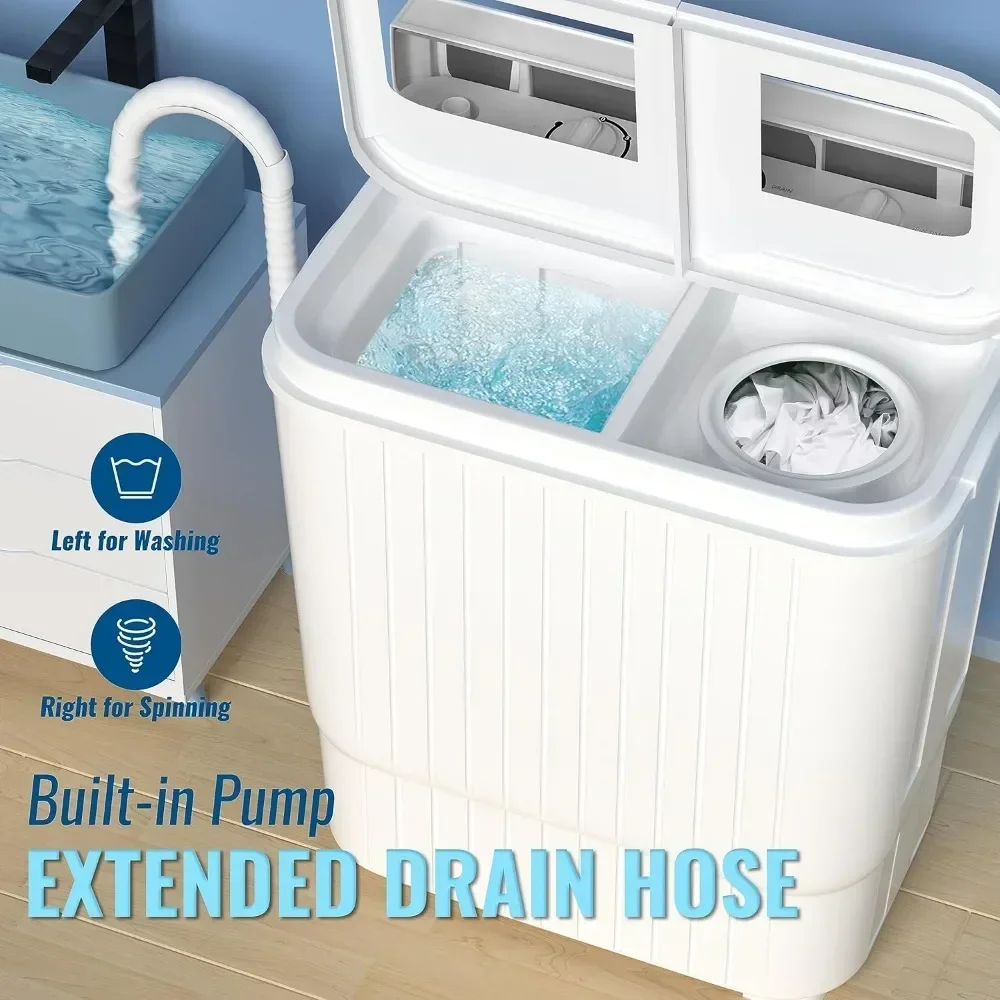Portable Washing Machine, 22 Lbs Combo with Spin Dryer, Compact Twin Tub Laundry Washer 2