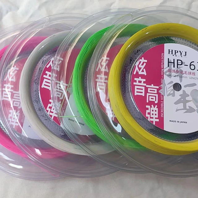 일본 고탄성 배드민턴 스트링 릴, 높은 탄성, 얇은 두께, Alpha 브랜드, 타격 소리, HP63 배드민턴 스트링, 0.63mm, 200m, 30 파운드, 66u와 66N 사이의 성능, 무료 배송, 할인 가격
