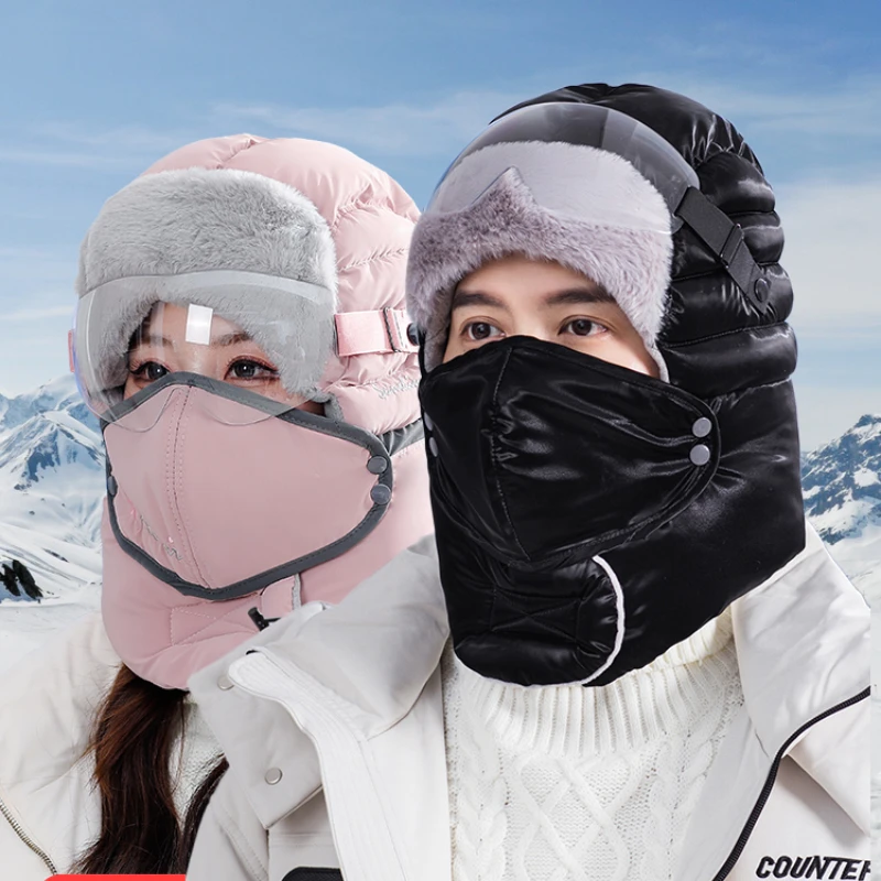 

Winter electric car hat female riding mask windproof and cold cotton hat headgear warm artifact plus velvet Lei Feng hat men