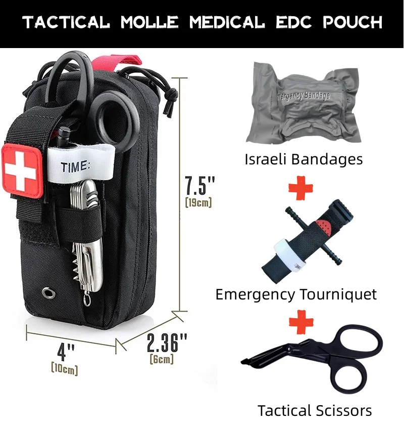 

Tactical Molle Medical EDC Pouch EMT Emergency Bandage Tourniquet Scissors First Aid Kit Survival Bag Military Pack