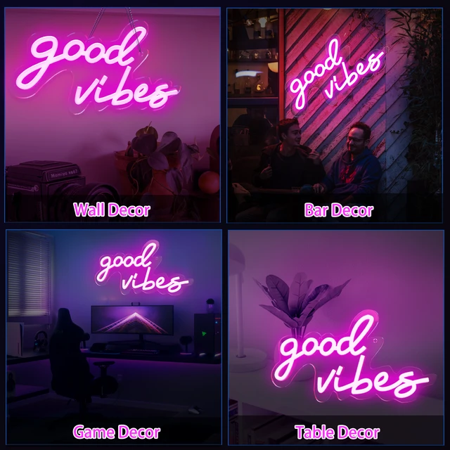 Blue Good Vibes Neon Sign LED Neon Signs for Wall Decor Neon Lights for  Bedroom