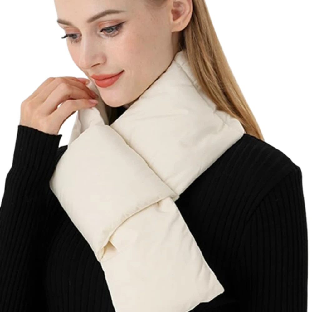 Gemütlicher Winterschal für Damen und Herren, mit Daunenfedern und Fleece gefütterter Schal, dicker Plüsch-Halswärmer, winddicht, modisches Accessoire für kaltes Wetter – Detail 9