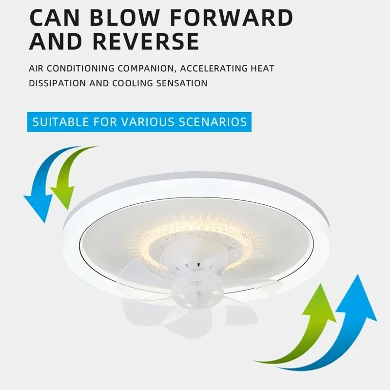 LED Modern Ceiling Fan Light 360&deg; Rotation Function Light Remote Unlimited Adjustment Bedroom Decorative Lighting