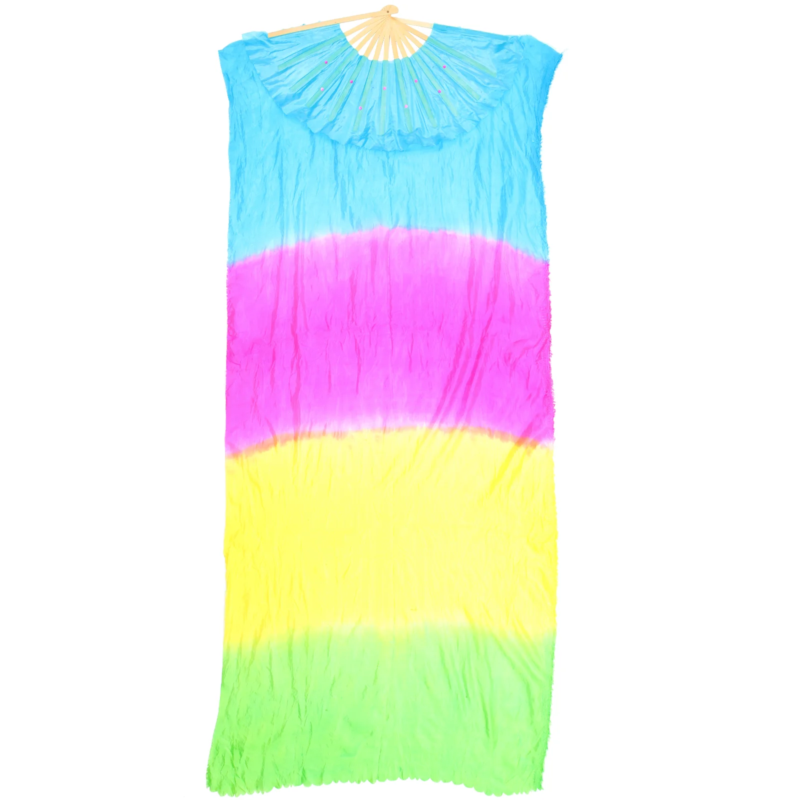 

Атласный танцевальный веер Tie-dye, детский винтажный декор, складные вееры, бамбуковые квадратные принадлежности