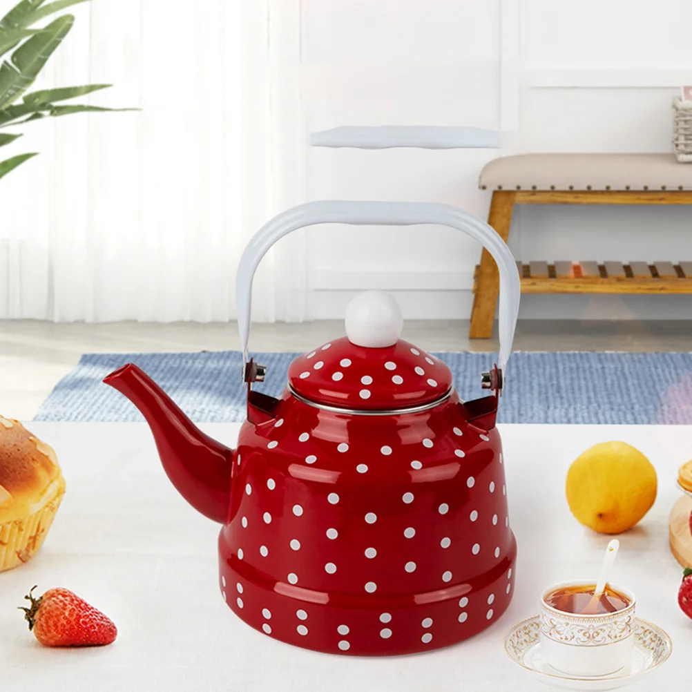 Dot Coffee Pot Stovetop Kettle Flower Tea Small Creative Enamel Teapot for Modern Gas Pots