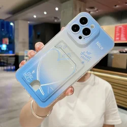 Astronauts Card Holder Phone Case Cover - Honor X6 - X6S (Blue Heart)