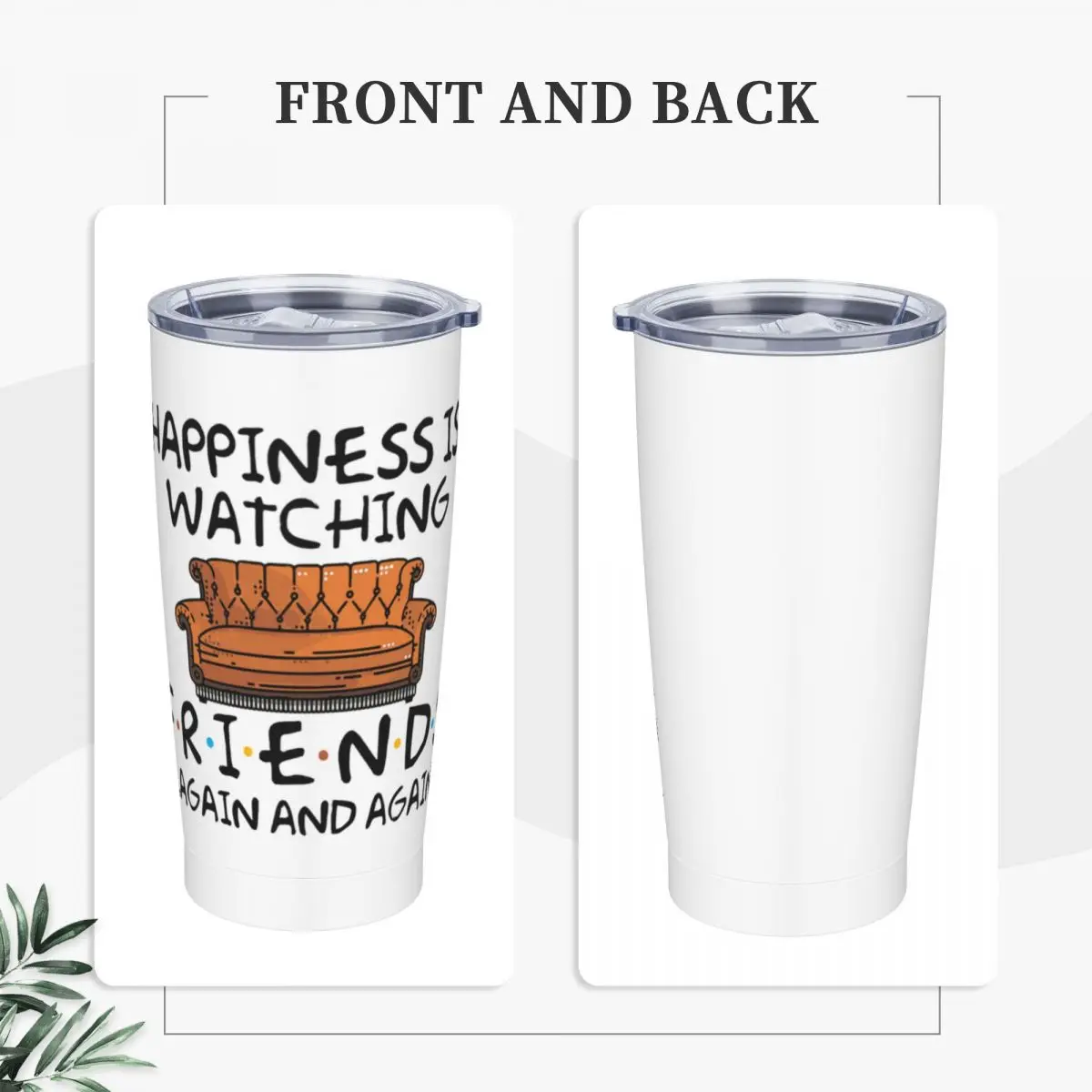 Friends 스테인레스 스틸 텀블러 TV 쇼, 행복을 위한 캠핑 열 머그잔, 빨대 및 뚜껑, 대형 자동차 머그잔, 뜨거운 음료 물병