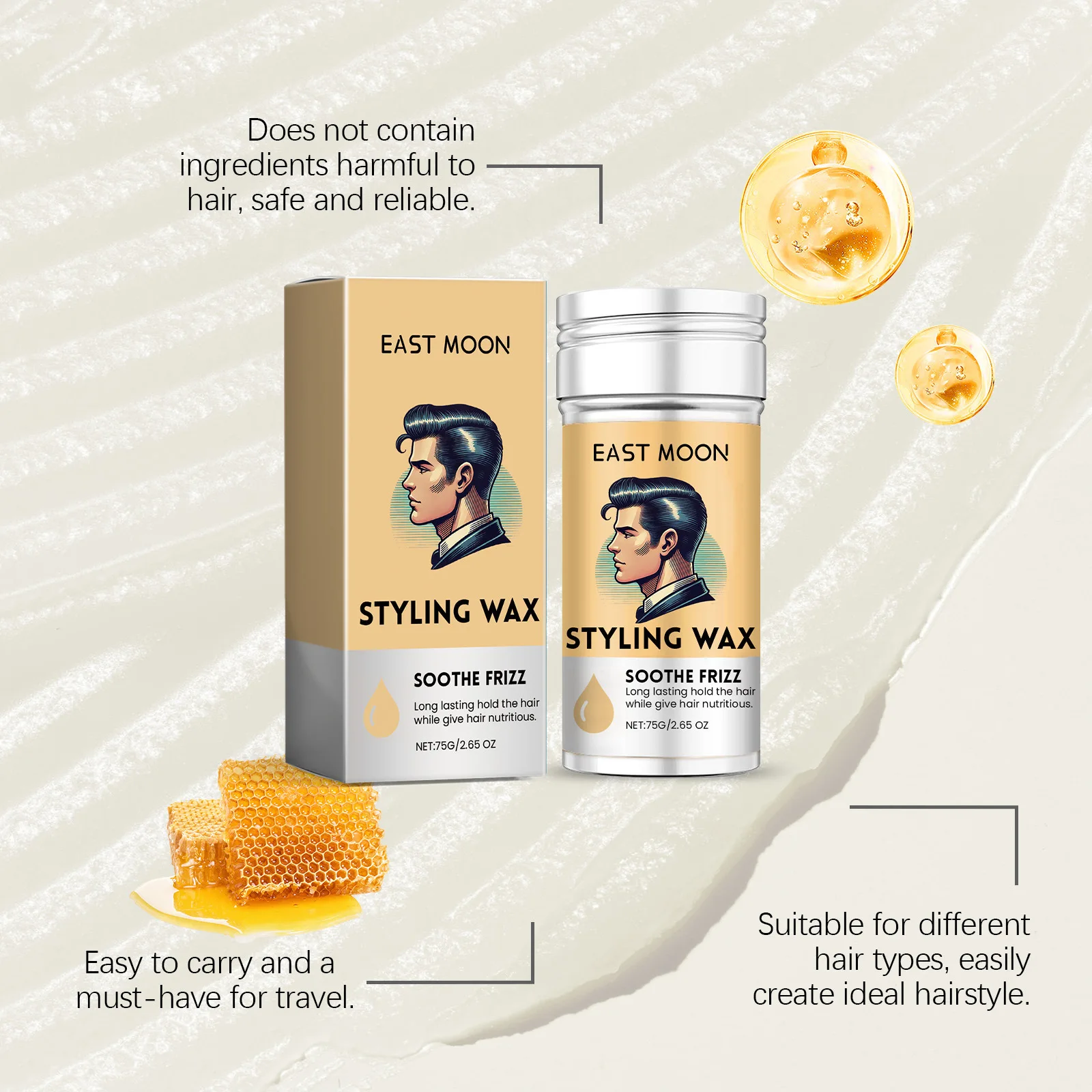 Vitamin E Hair Wax Stick Strong Hold Fixed Fluffy Improve Greasy Reducing Frizz Cosplay Wig Oil Control Men Hair Shaping Pomade