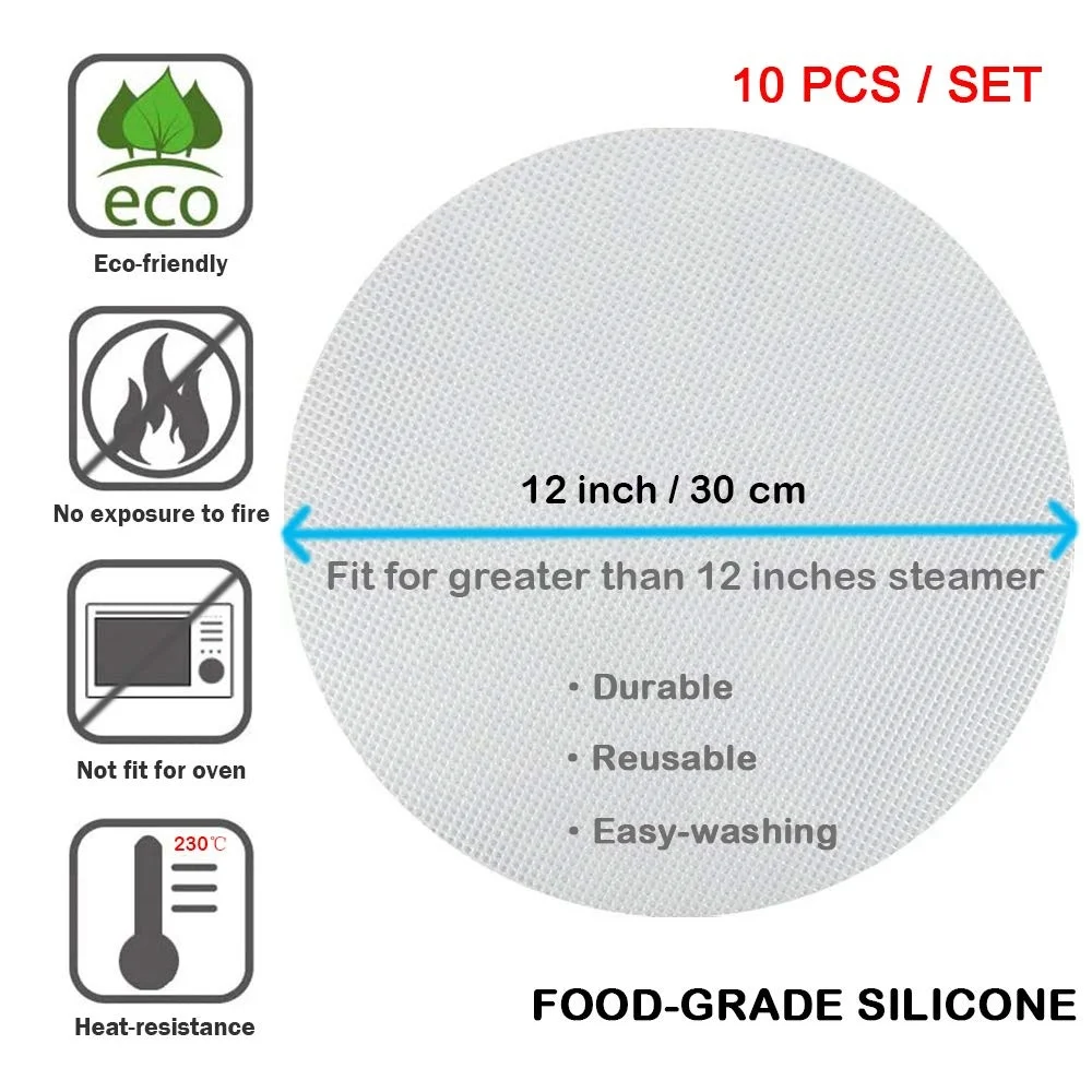 Non-stick Reusable Silicone Roly Steamer Mesh Round Mat Liners Pad Dim Sum Food Grade Pastry Dumpling Air Fryer Cooking Baking